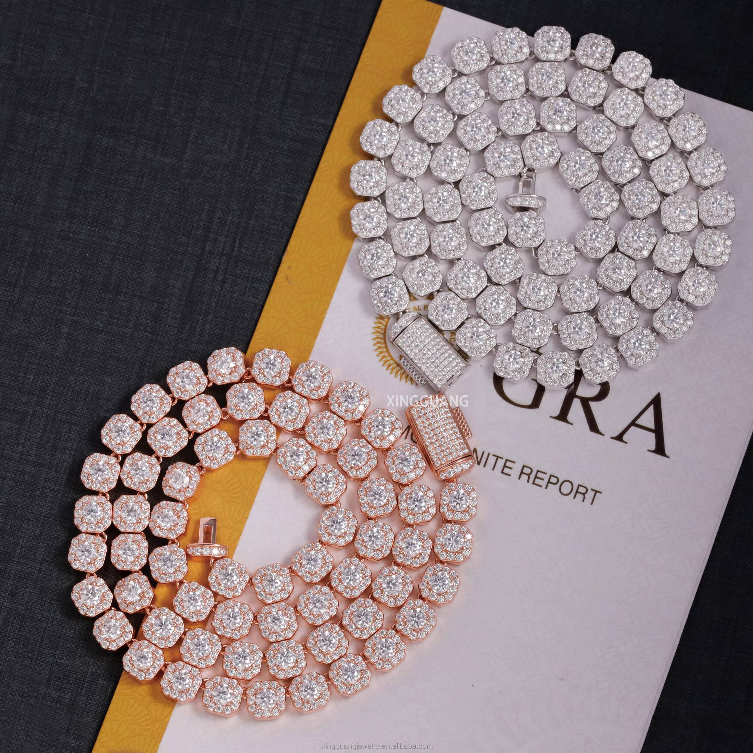 925 Silver Plated Tennis Chain for Hip Hop Men Women VVS Moissanite Diamond Necklace Bracelet Silver Fine Jewelry