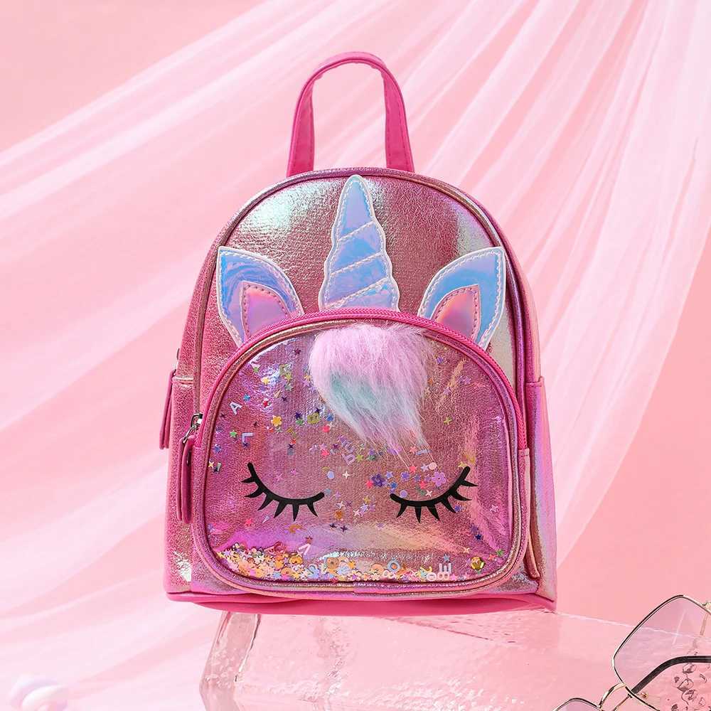 Childrens Backpacks Junyeh Kids Girl Unicorn Decoration Cute Sequin Cartoon School Bags For Kindergarten S250729