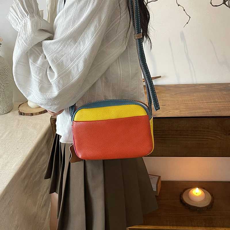 100% Genuine Leather Messenger Bag Cow Leather For Women Handbags Female High Quality Shoulder Messenger Bags Daily Purse Y250730