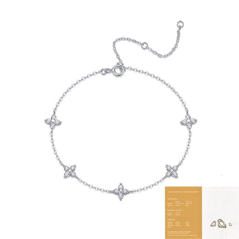 Ladies 2025 New Style Designer Bracelet Clasp Moissanite Five-flower Bracelet S925 Silver Non-fading Light Madam Luxury High-end Bracelet Wholesale