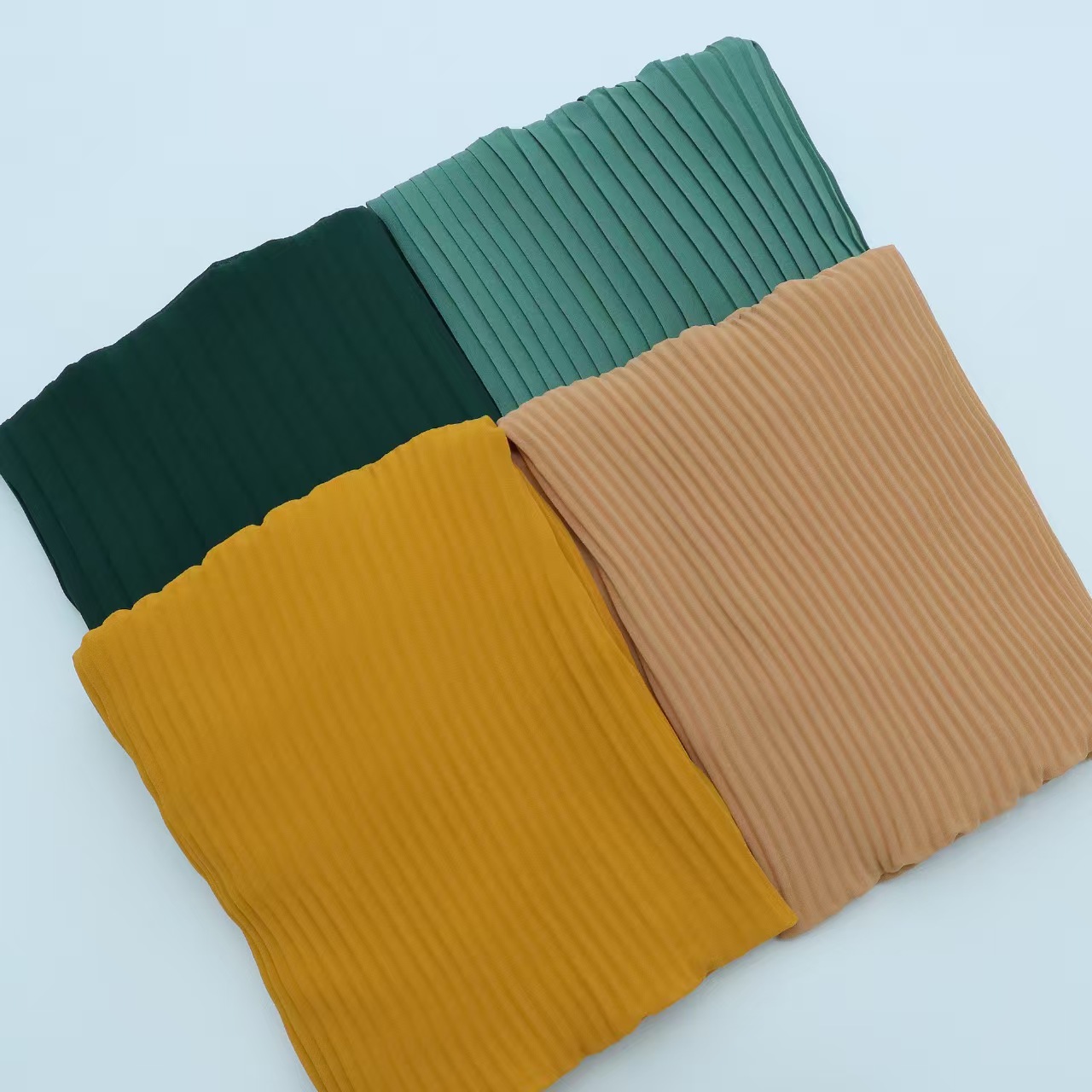 T1355 summer new chiffon beads large and small pleated scarf solid color crushed pearl chiffon