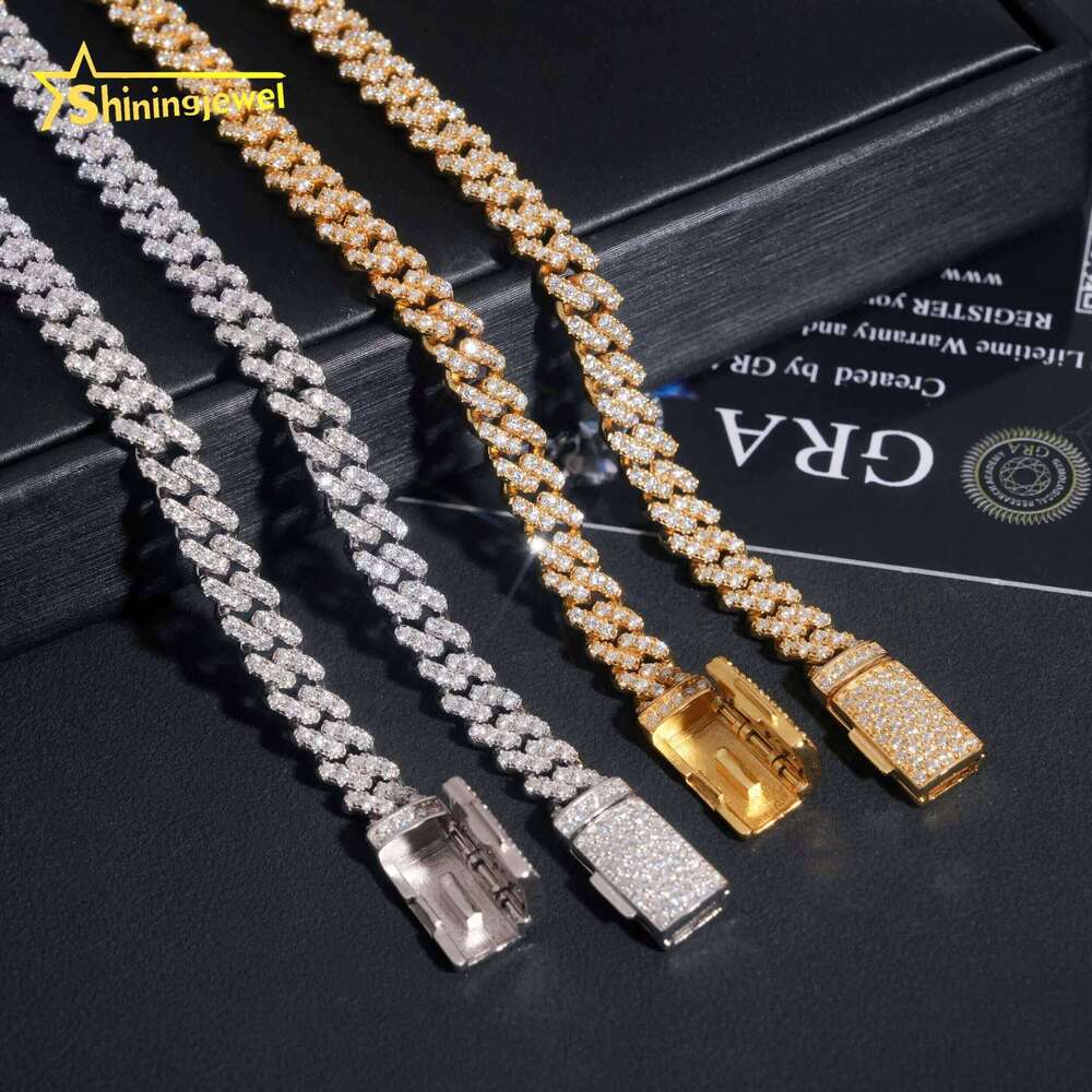 RTS 6Mm 1 Row Stone Pure Sier Hip Hop Jewelry Mens Necklace Bracelet Iced Moissanite Cuban Chain