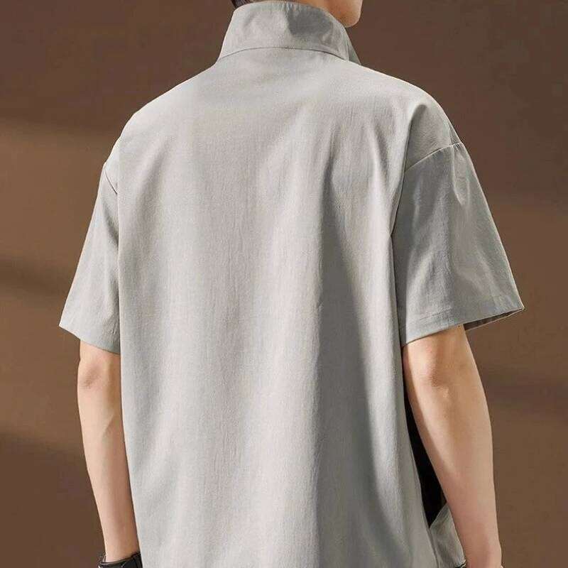 Pocket Zipper Patchwork Street Casual Tops Men's Summer New Thin Short Sleeve Loose Vintage T Shirts Fashion Trend Men Clothing