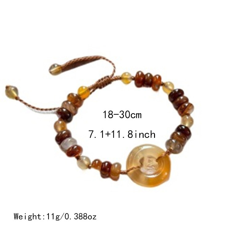 Retro Brown Cord Peace-Knot Bracelet Minimalist Chinese Knot Jewelry for Women