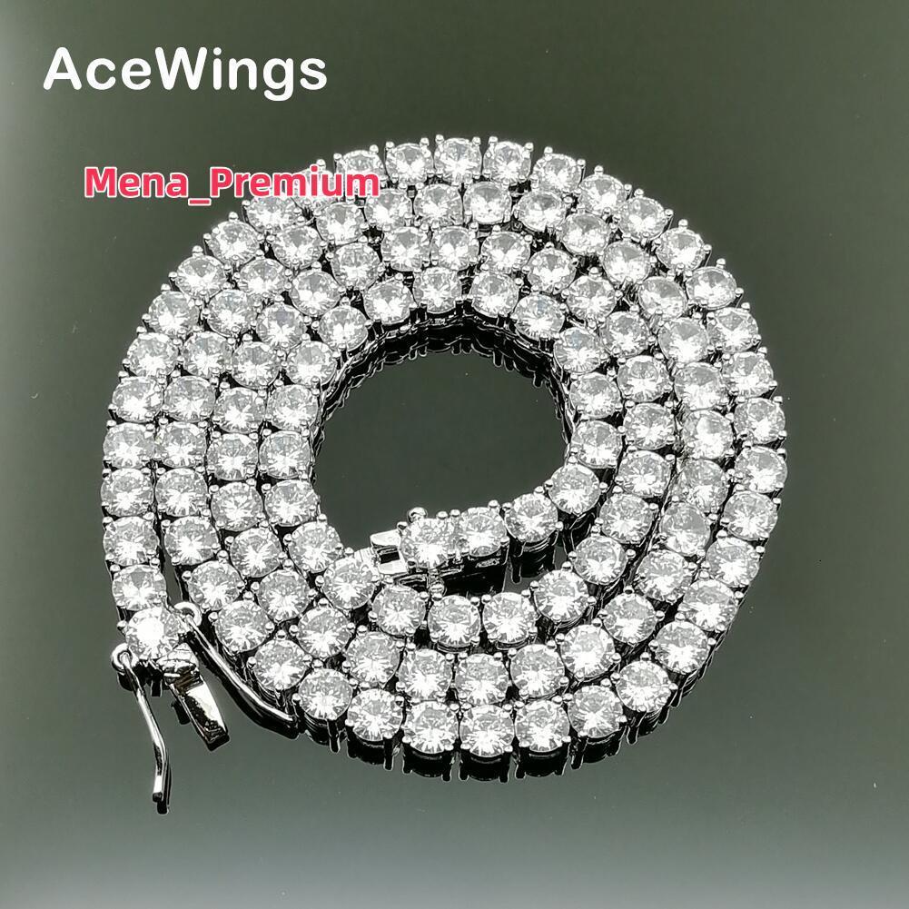 BC019 4mm Brass Zircon Tennis Chain 1 Row Necklace Hip Hop Bling Jewelry Gold Silver CZ Tennis Chain Necklace Iced Out