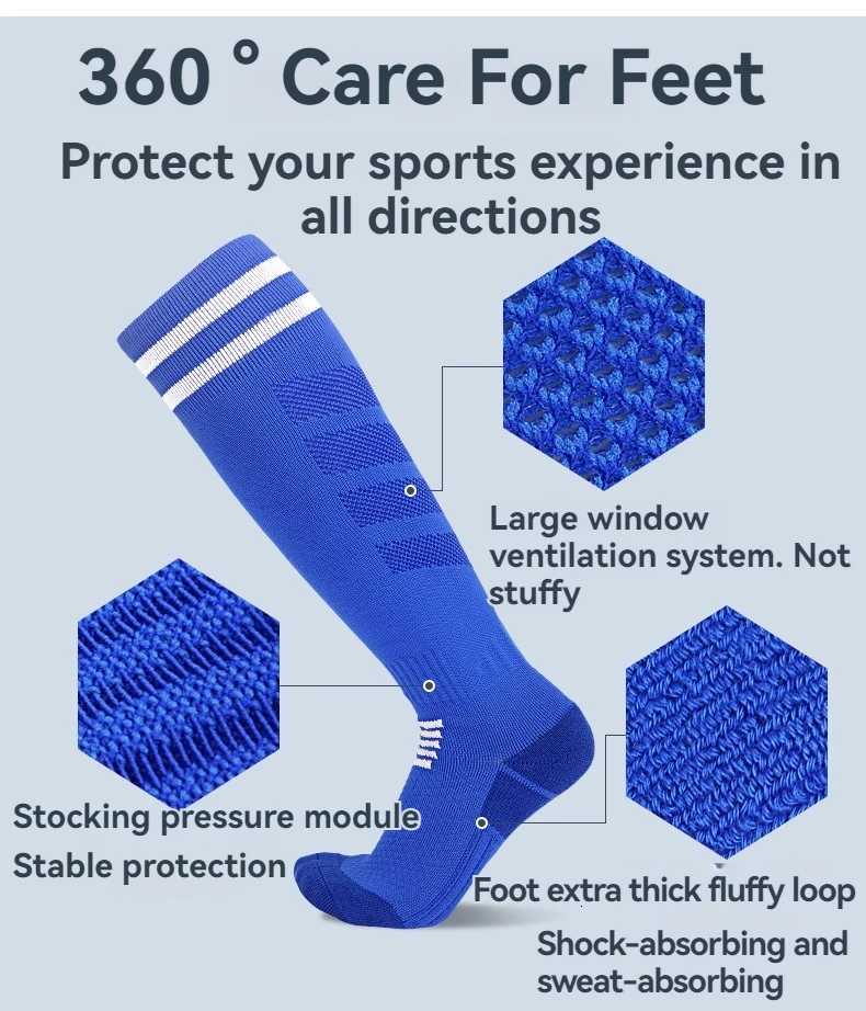 Thickened Non-slip Towel Sole Football Socks Breathable Knee High Training Stockings Adult Youth Childrens Practical Game Z250731