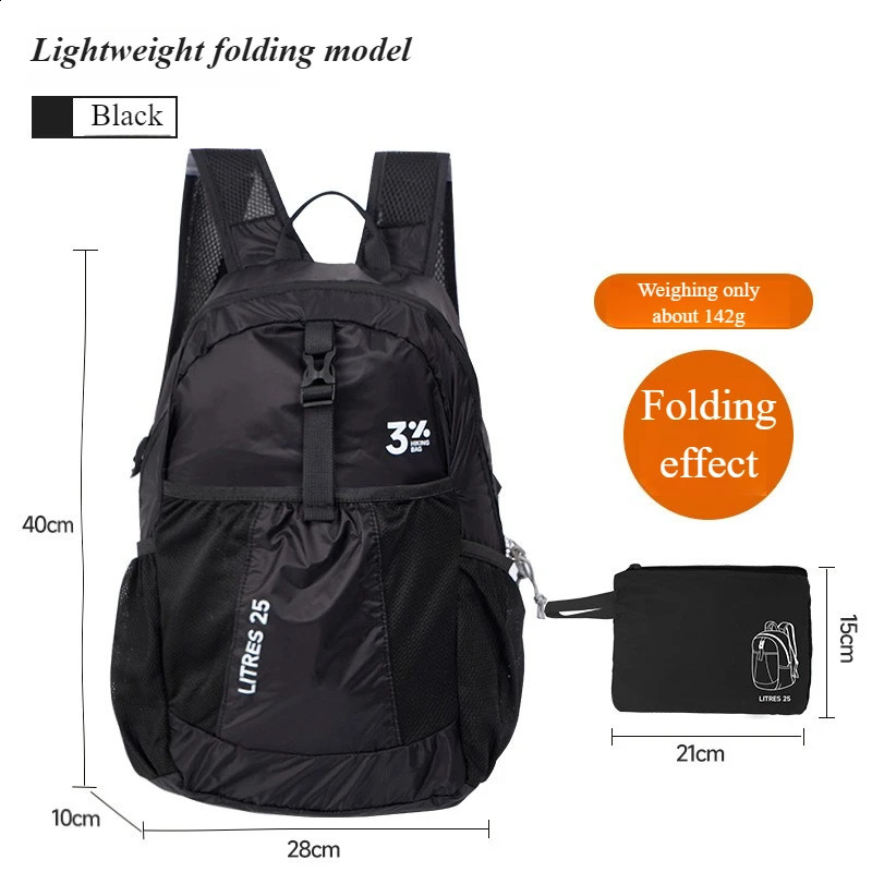 2025 Ultralight Foldable BackpackWaterproof Hiking Daypack for Trekking TravelCompact Durable Small Bag with Adjustable Straps 250729