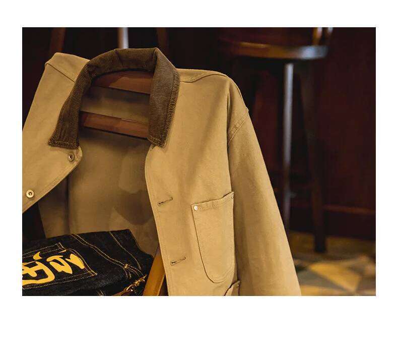 Designer Clothing 2025 Maden Women's Vintage Michigan Canvas Classic Corduroy Lapel Collar With 4 Pockets Female Spring Jacket Cotton Coat