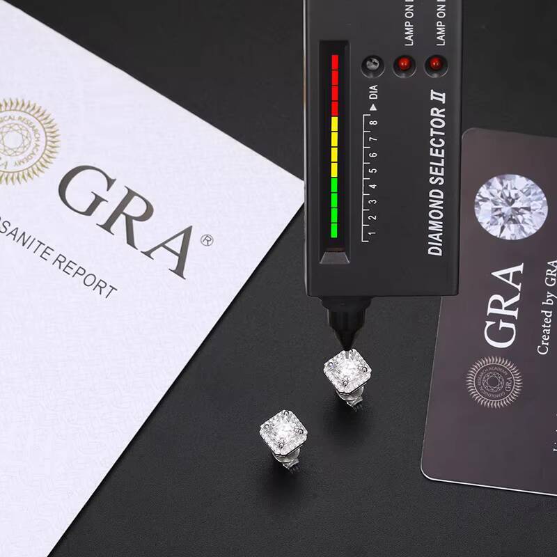 Hot Sale Instock Iced Out 925 Sterling Silver With Gra Certificate Vvs Moissanite Diamond Classical Stud Earring