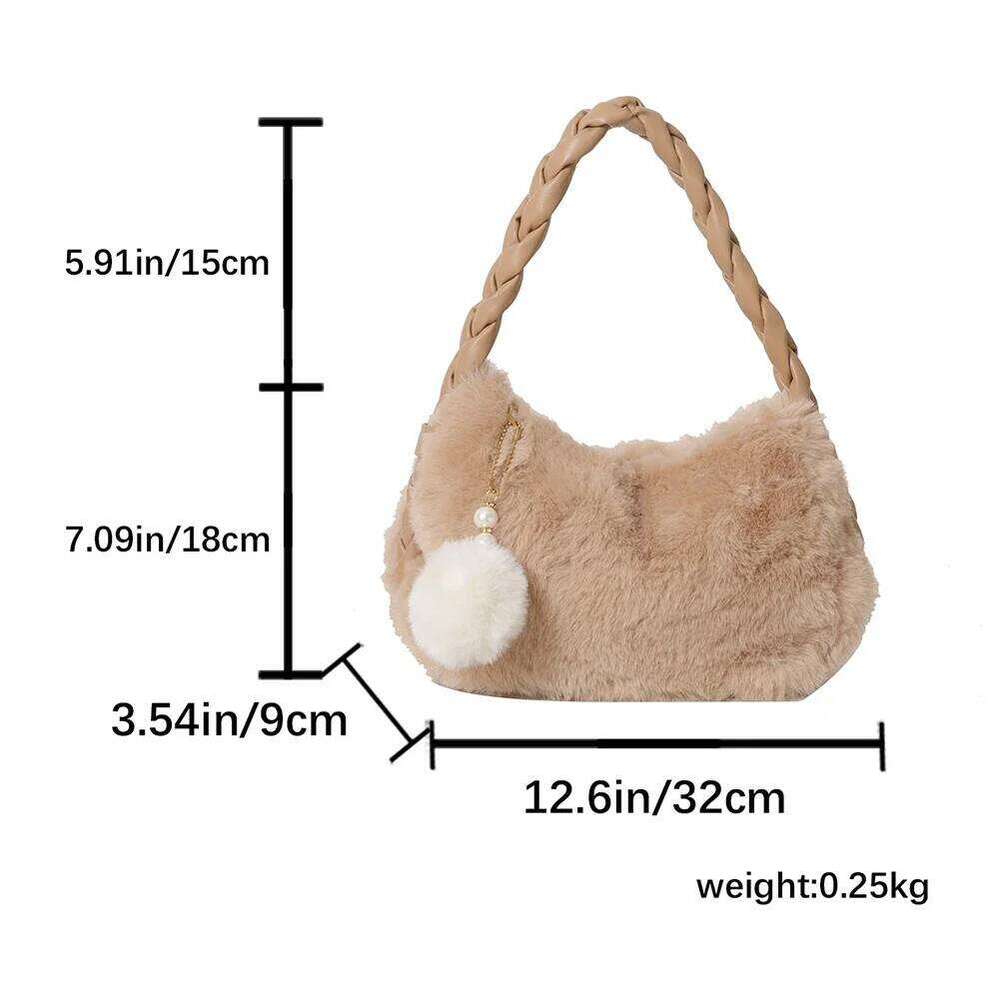 Autumn Winter for Women Plush Handbags Fur Clutch Purse Fluffy Shoulder Designer Furry Hobos Top Handle Bag