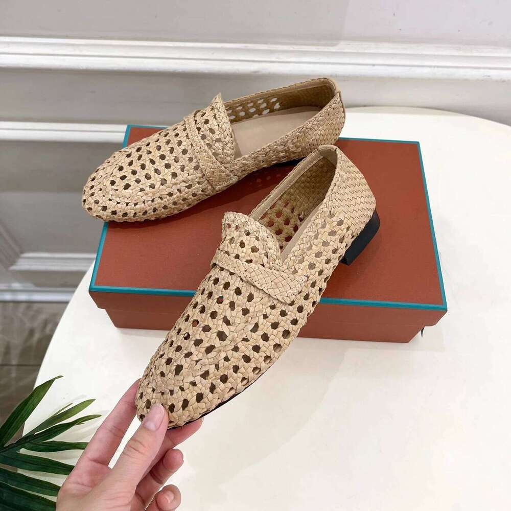 New Women Size35-41 Weaving Genuine Leather Flats Hollow Loafers Solid Colors Leisure Designer Shoes Zapatillas De Mujer fc8
