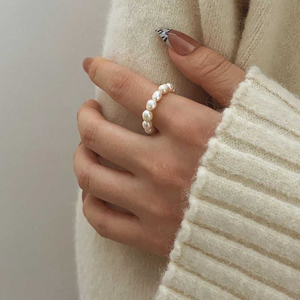 Cute Minimalist Pearl Beaded Rings for Women Korean Irregular Pearl Finger Rings Trend Women Jewelry Gifts y250730