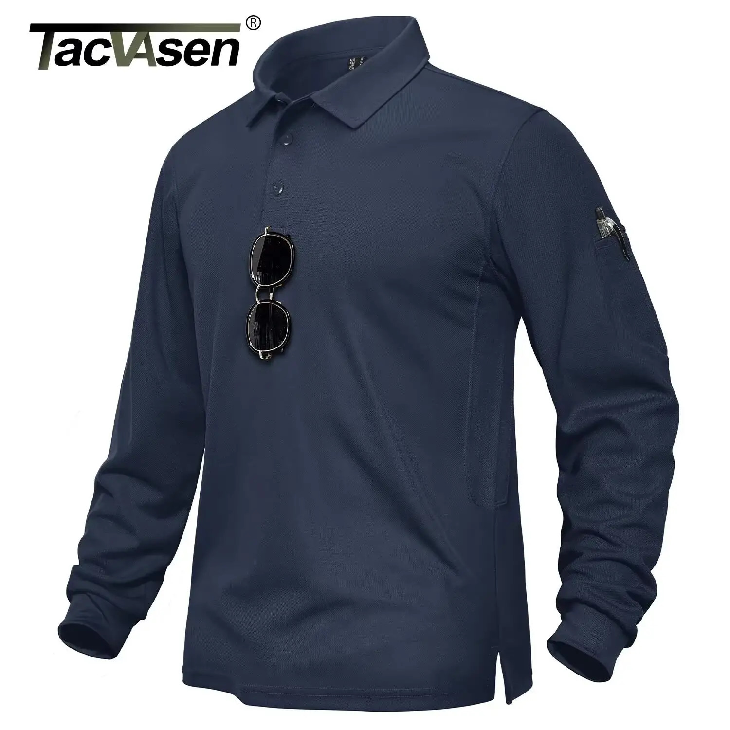 TACVASEN Men Outdoor Tshirts Work Polos Summer Quick Dry Long Sleeve Lightweight Golf Tee Tops 250731