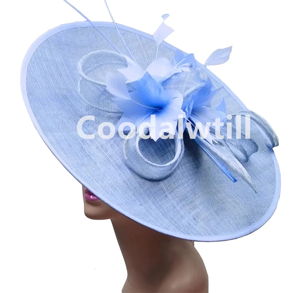 Royal Ascot Big Fascinator Hat Women Feather Large Hat Fascinator Party Wedding Headpiece Flower Church Chapeau 250729