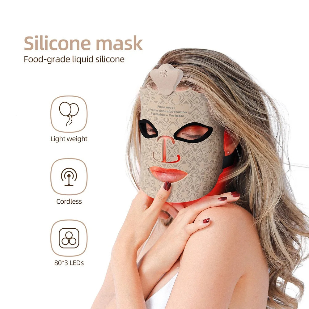 7 Colors Pon Silicone Face LED Mask 3D Beauty Mask Red Light Skin Care Skin Wireless Use 250729