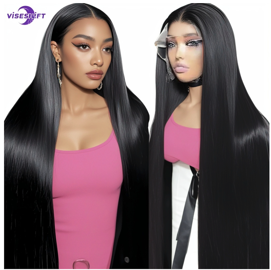 ViBESHiFT 18-32 inch Straight Wigs Raw Human Hair 13*4 Transparent Lace Front Wigs Frontal wigs