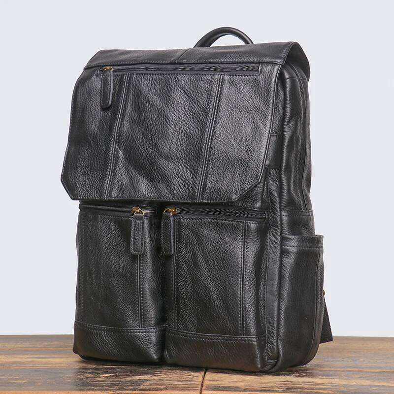 LUOKIR Retro Fashion Men's Genuine Leather Nubuck Large Capacity Laptop Bag Cowhide Women's Travel Backpack 250731