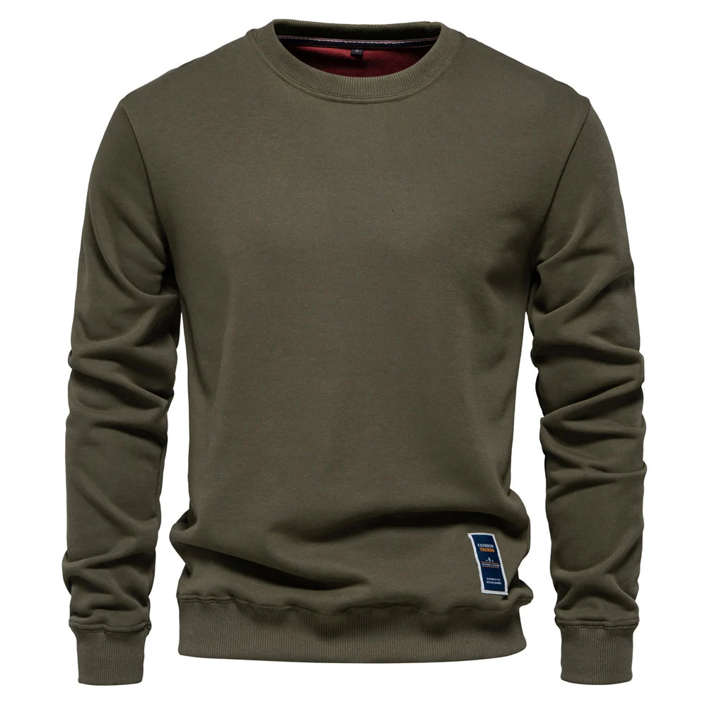 AIOPESON Cottonblend Mens Crew Neck Solid Color Sweatshirts Pullover Casual Sport Sweatshirt for Men 250729