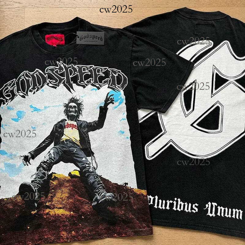 Godspeeds Shirts High Street Skull Graphic Letter Print Short Sleeve Tees Men Women Designer T Shirts High Quality Cotton Mens TShirts Casual Godspeedd Tshirt f85