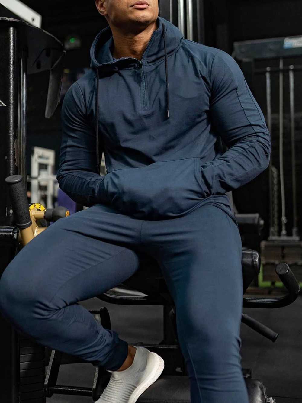 Mens Training Sets Gym Kits Sportswear Zipper Hoodie Sports Pullover Hooded Jogging Suits Running Mens Sweatshirt Sweatpants XJ250731