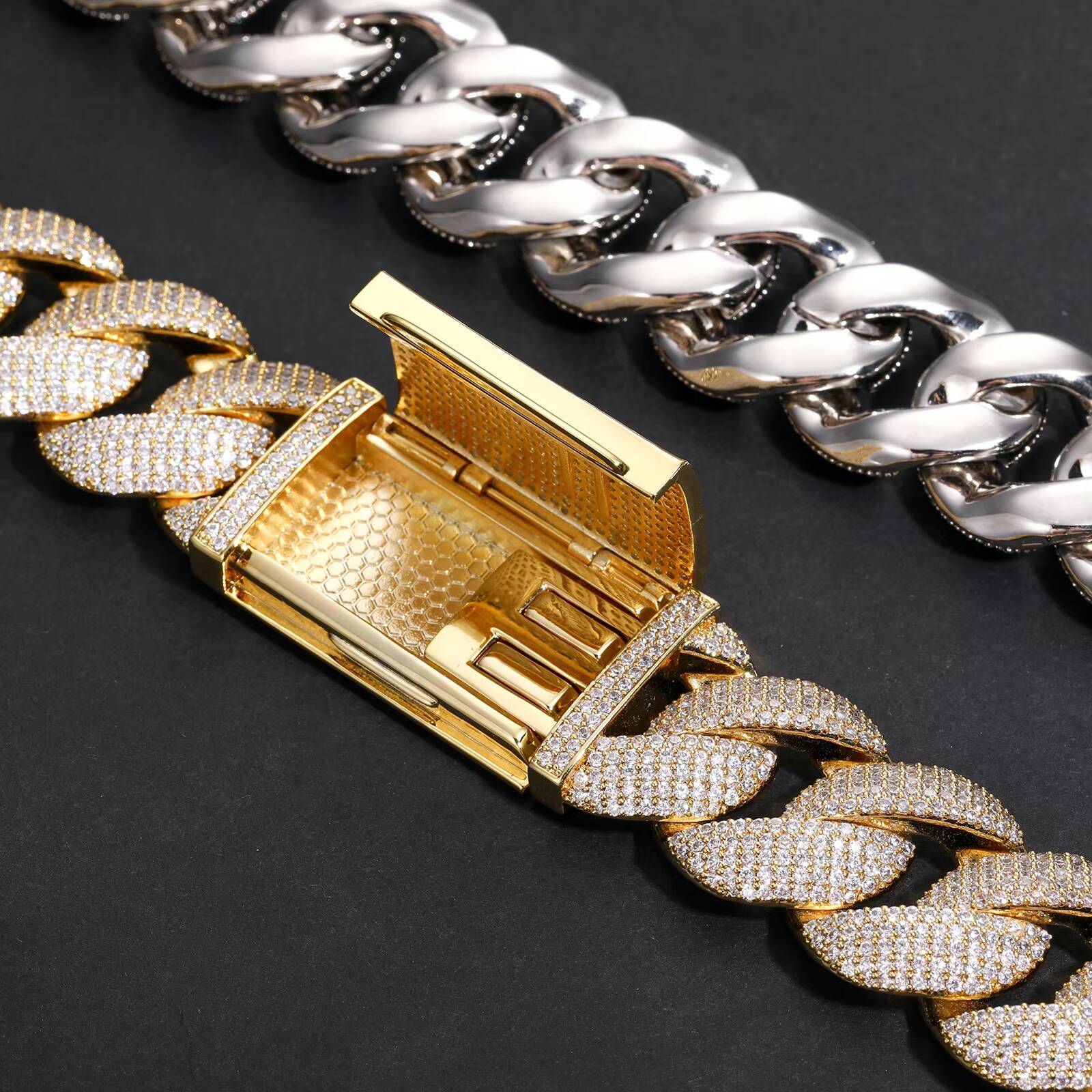 Luxury Bling Rappers Hip Hop Jewelry 23mm 925 Sterling Silver 5 Rows VVS Moissanite Iced Out Thick Cuban Link Chain Necklace