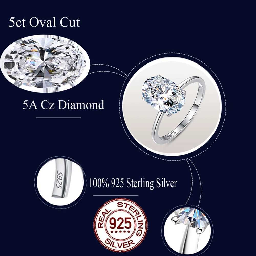 925 Sterling Silver 5CT Oval Cubic Zircon Ring for Women Sparkling Wedding Band Jewelry Valentines Gift SR006 y250730