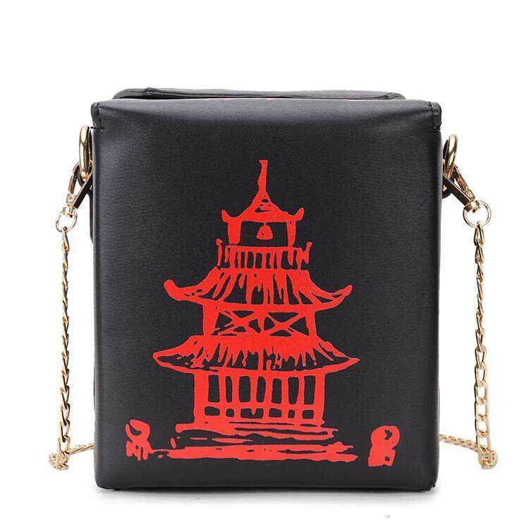 Luxury designer niche laser Chinese takeaway box women's fashion shoulder chain crossbody casual tote bag wallet