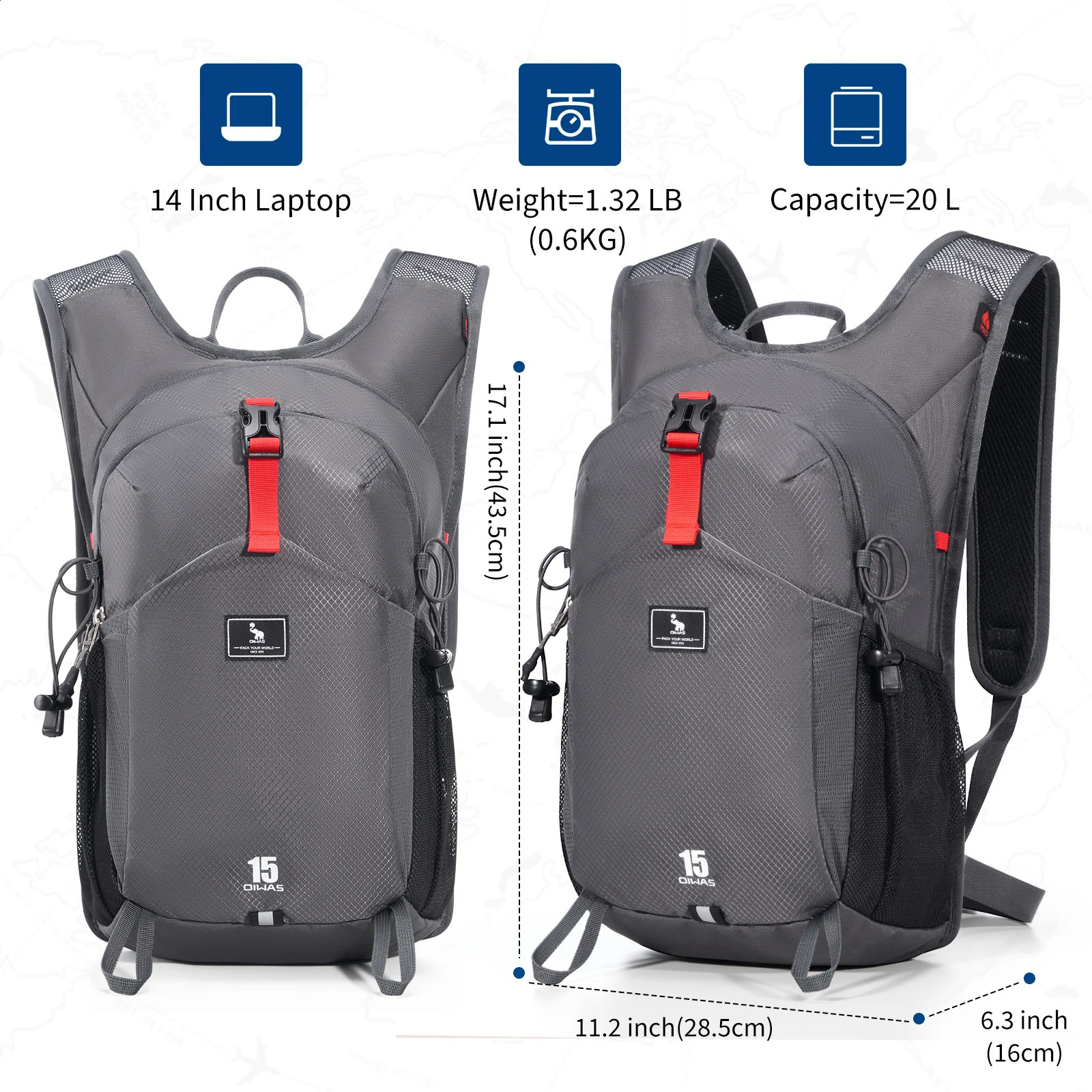 OIWAS 15L Outdoor Mountaineering Backpacks Waterproof Hiking Daypack Lightweight Sport Travel Backpack for Men Women 250729