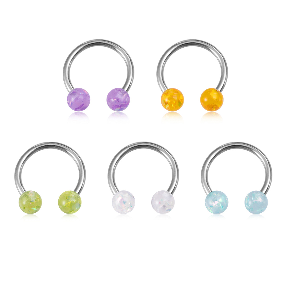 Aobao glitter horseshoe ring, stainless steel lip ring, human puncture jewelry, ear bone ring wholesale