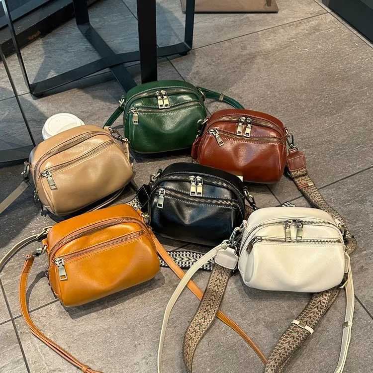 Vegetable Tanned Cowhide Small Handbag 2025 New Popular and Versatile Genuine Leather Womens Bag Ladies Shoulder Crossbody Bag Y250730