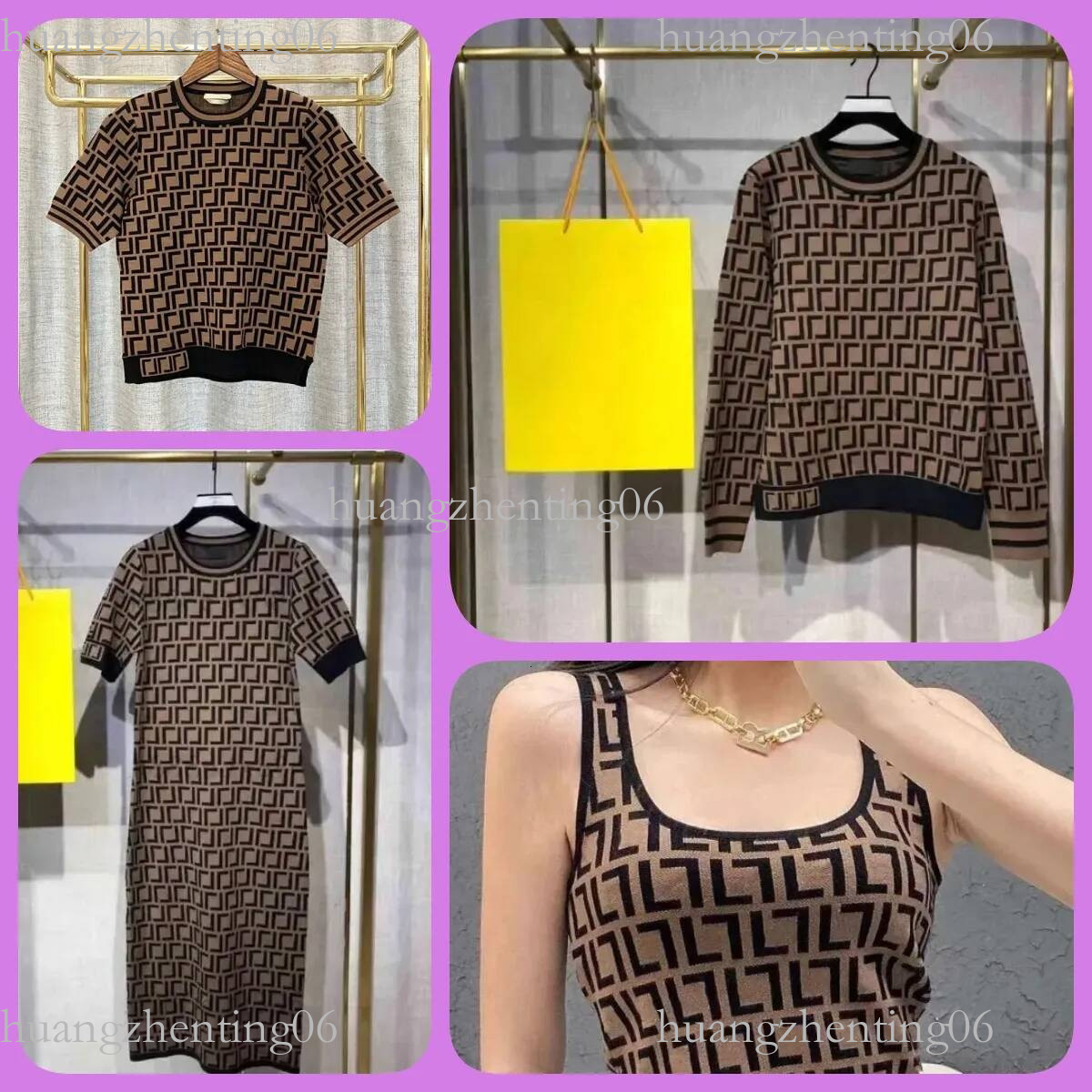 new fi Women Knits women's sweater Short sleeve round neck high end top letter Embroidery Women's short sleeved shirt Leisure Party Knit