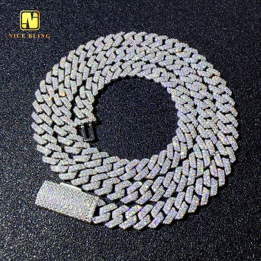 Real Gold Plated 8mm Cuban Link Chains Hip Hop Jewelry 925 Silver Moissanite Cuban Necklaces bracelets