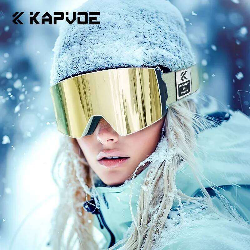 Kapvoe Men Ski Goggles Snowboarding Snow Skiing Mask For Women Anti-Fog Lens Kit Uv400 Protection Snowmobile Glasses Motorcycle