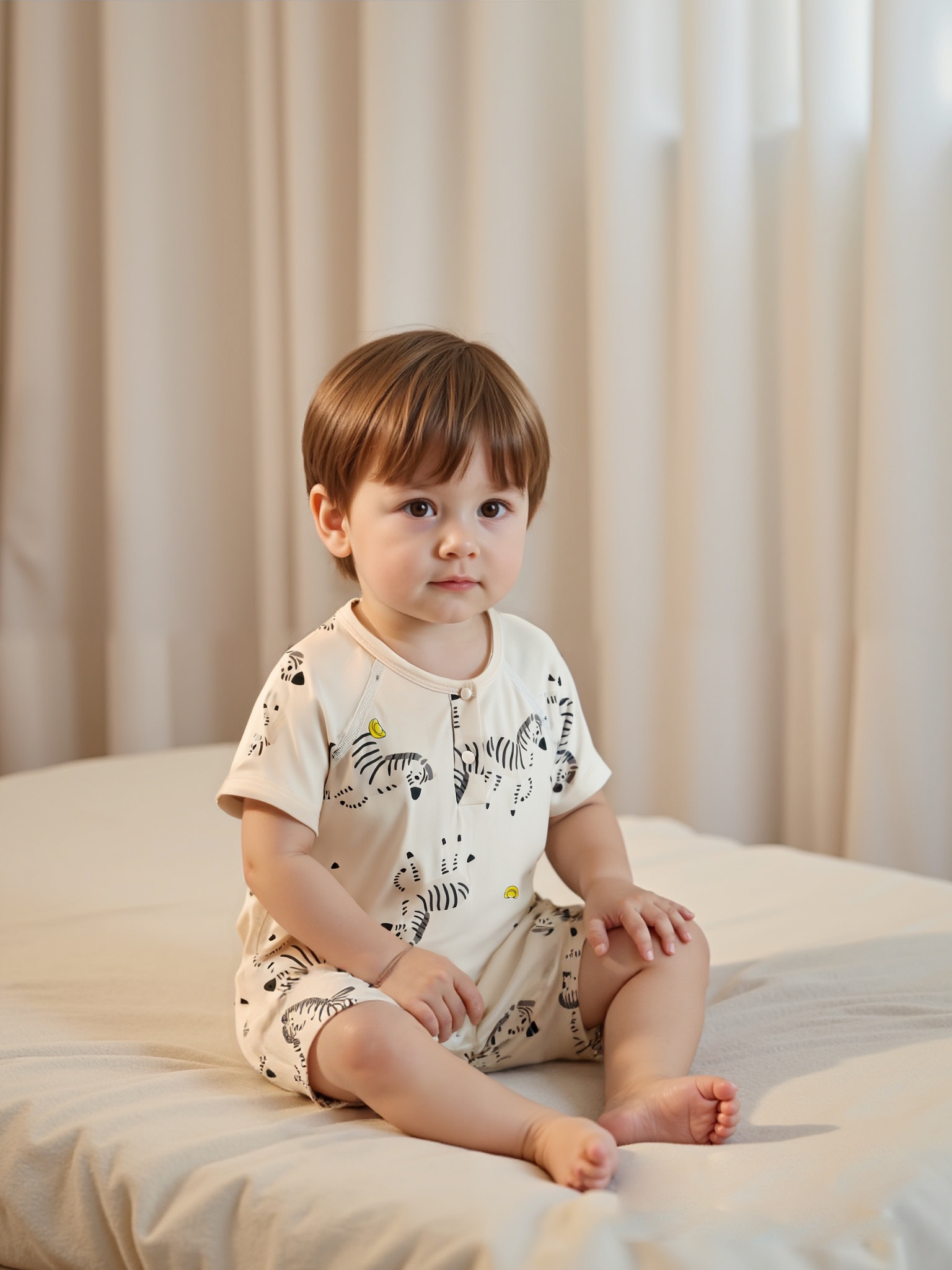 Summer Baby Homewear: Breathable Thin Fabric Newborn Jumpsuits with Shortsleeves