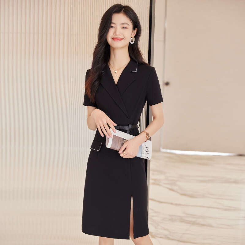 Light Blue for Women, Summer Thin Style, Petite Elegant Commuter Slim Fit Formal Work Suit Dress
