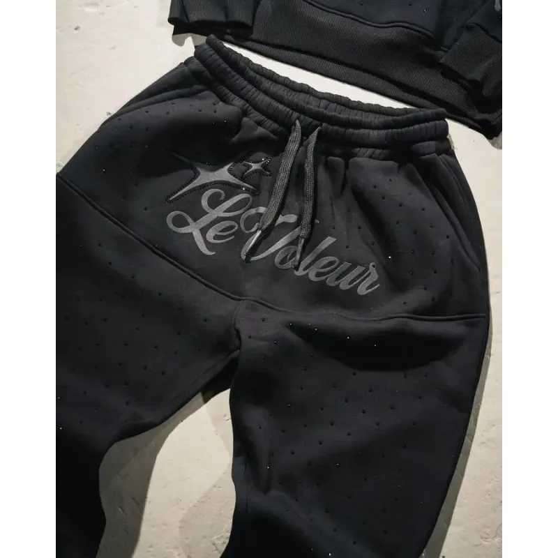 Street Bright Brick Set Letter Drawstr Long-sleeved Hoodie for Men Y2K 2-piece Fashionable Sports Versatile Sets American XJ250731