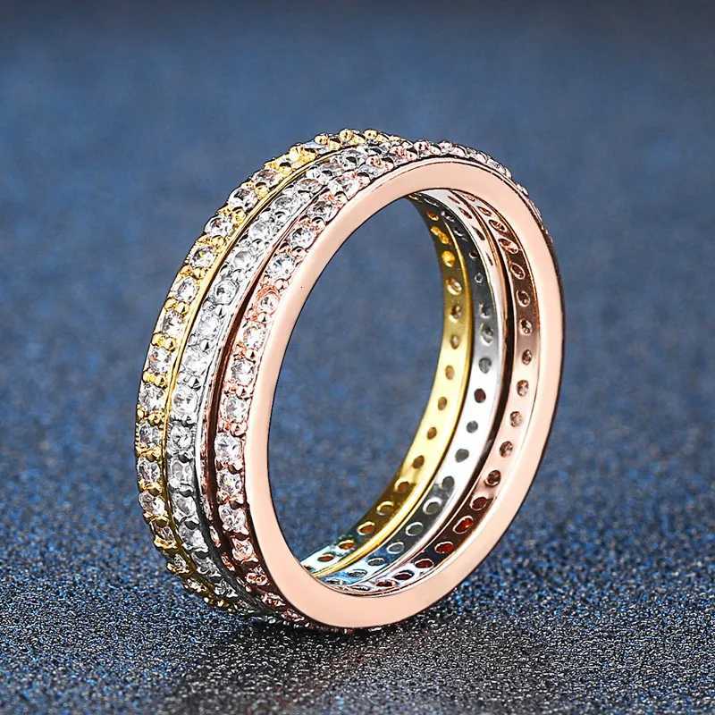1.5mm Thin Stackable Ring CZ Eternity Wedding Band for Women Girl y250730