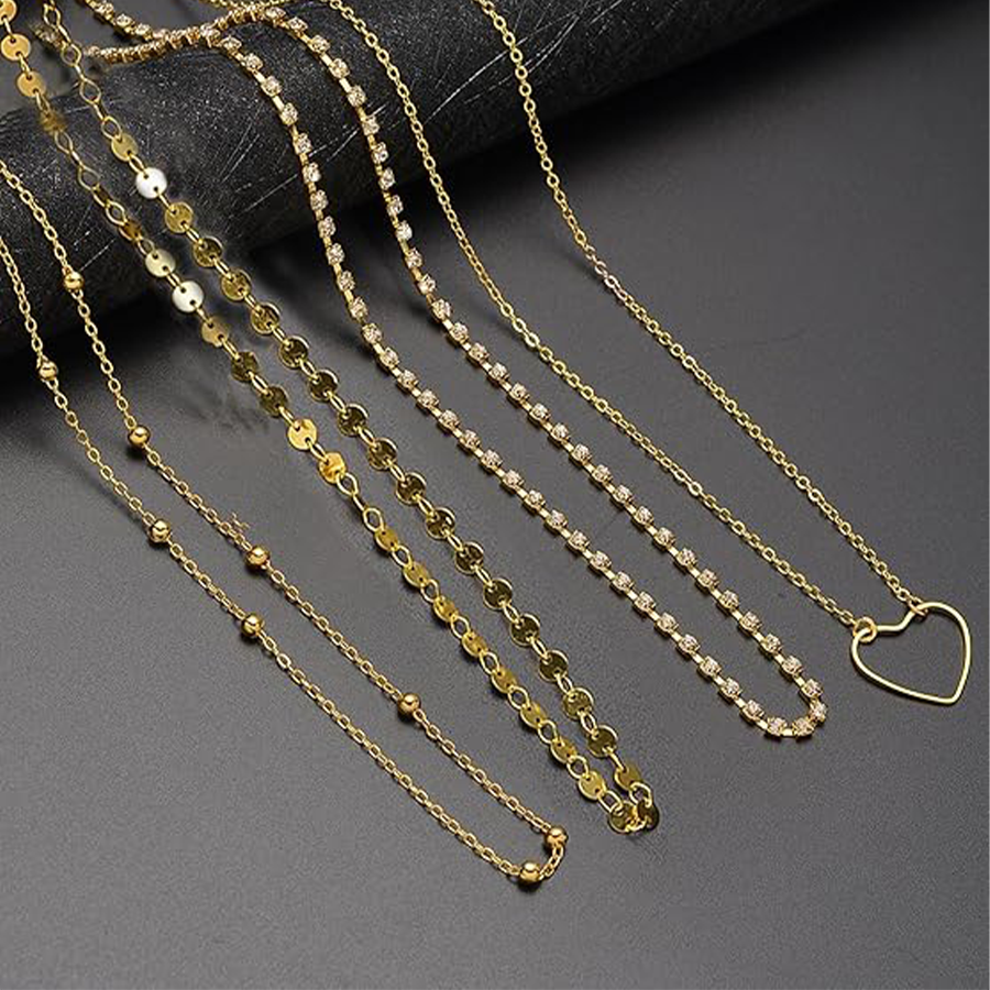 Adjustable 8Pcs Waist Belly Chain 18K Gold Plated CZ Heart Pearl Butterfly Bead Sequin Paperclip Belly Chain Summer Beach Sexy Body Chains Women Jewel