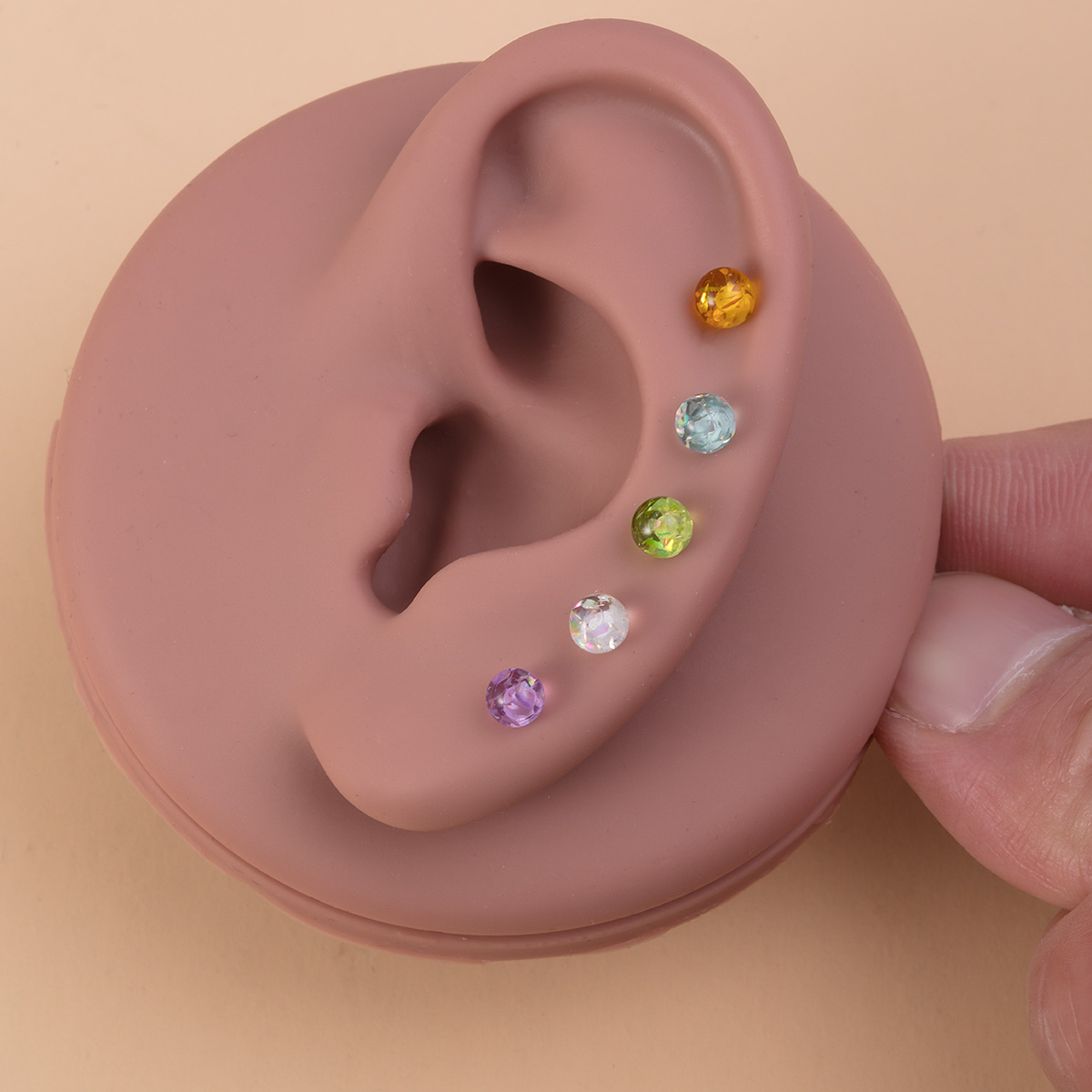 Aobao glitter lip studs, stainless steel ear studs, flat bottomed body piercing jewelry, ear ring wholesale