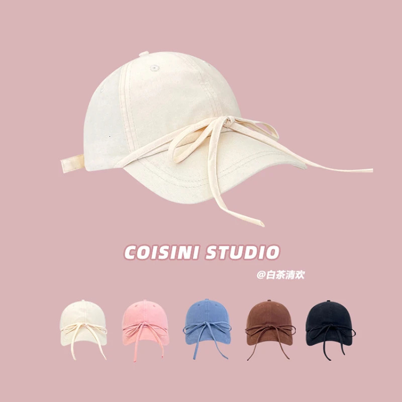 Sweet Bow Strap Baseball Caps Men Spring and Summer Sunscreen Korean Version Casual Versatile Cute Womens Hats 250730