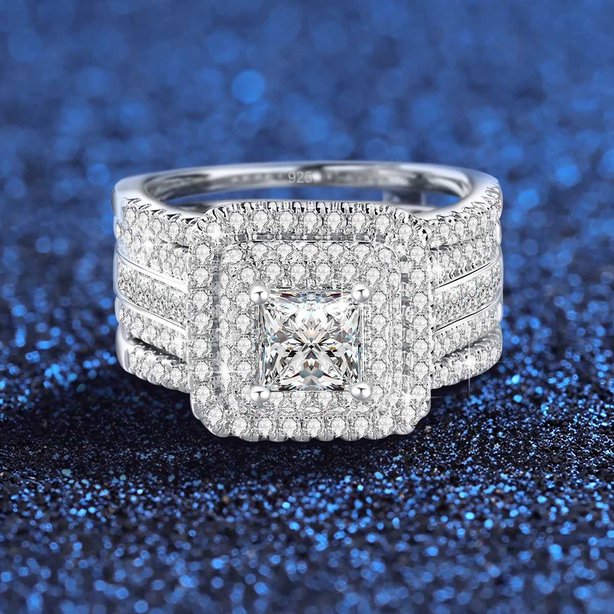 2PCS Moissanite Rings Set Certificate For Wedding 100% Silver 925 Luxury Brand Designer Engagement Jewelry For Women Wholesale y250730