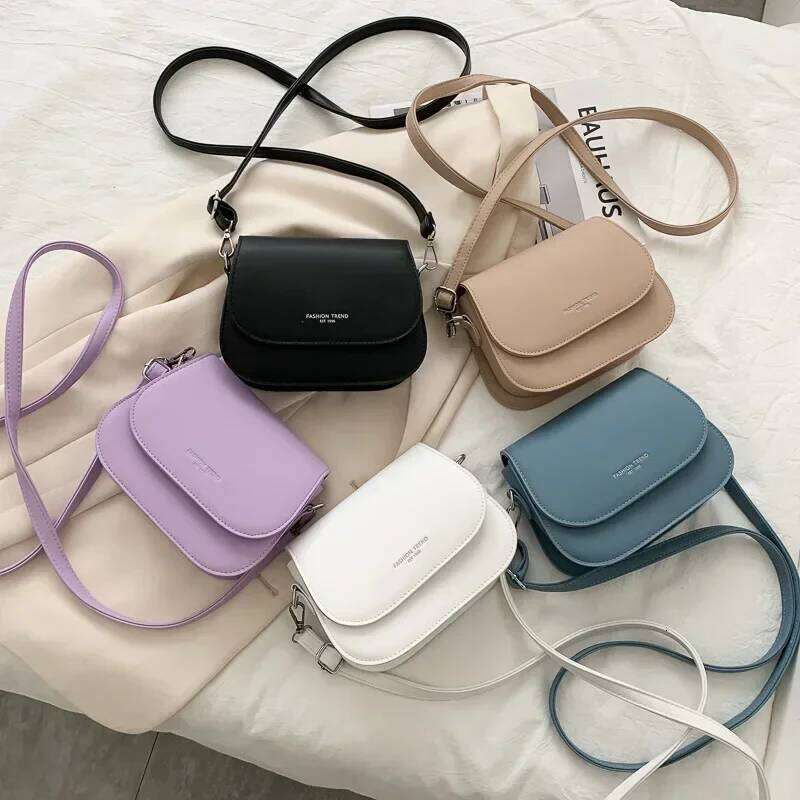 Trendy Saddle Shoulder Women PU Leather Crossbody Simple Solid Color Flap Messenger Bag Fashion Handbags Pouch bag