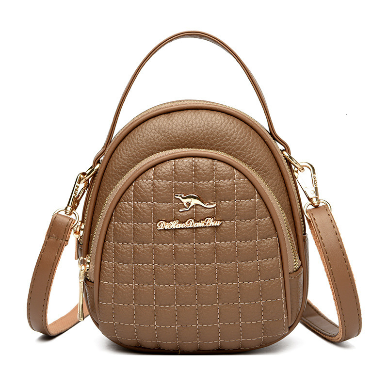 2025 Summer New Women's Shoulder Bag Summer Soft Leather Crossbody Bag Lychee Patterned Diamond Grid Niche Design Small Round Bag New Designer Lu