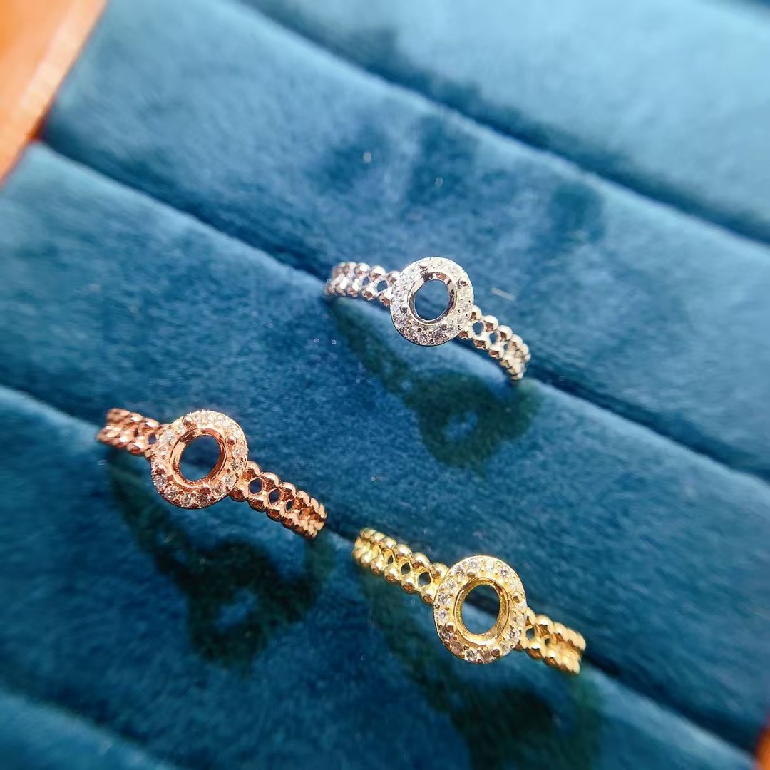 4mm*5mm Oval gemstone ring setting for engagement ring DIY 18K gold plated 925 silver jewelry making supplier