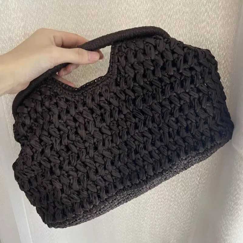 Summer Straw Bag Women Woven Clutch Purse Bag Rattan Handmade Handle Boho Ladies Travel Beach Versatile Kintted Tote Bag Y250730