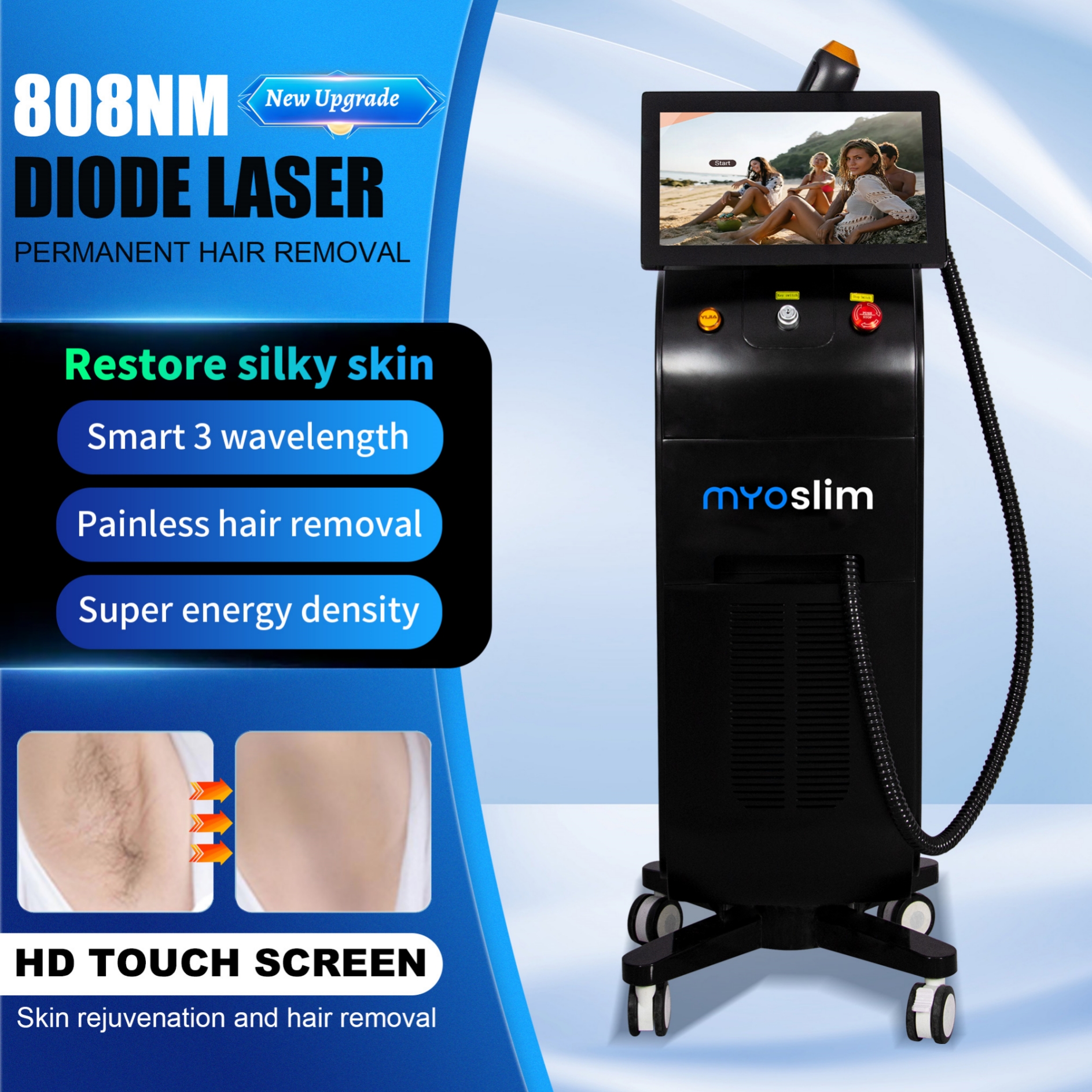 Laser Ice Platinum Triple Wavelength 755 808 1064 Ice Diode Laser effective Hair Removal Machine Painless Hair Removal