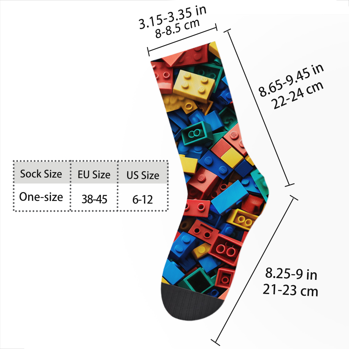 Colorful Building Blocks Pattern Unisex Tube Designer Sock C111