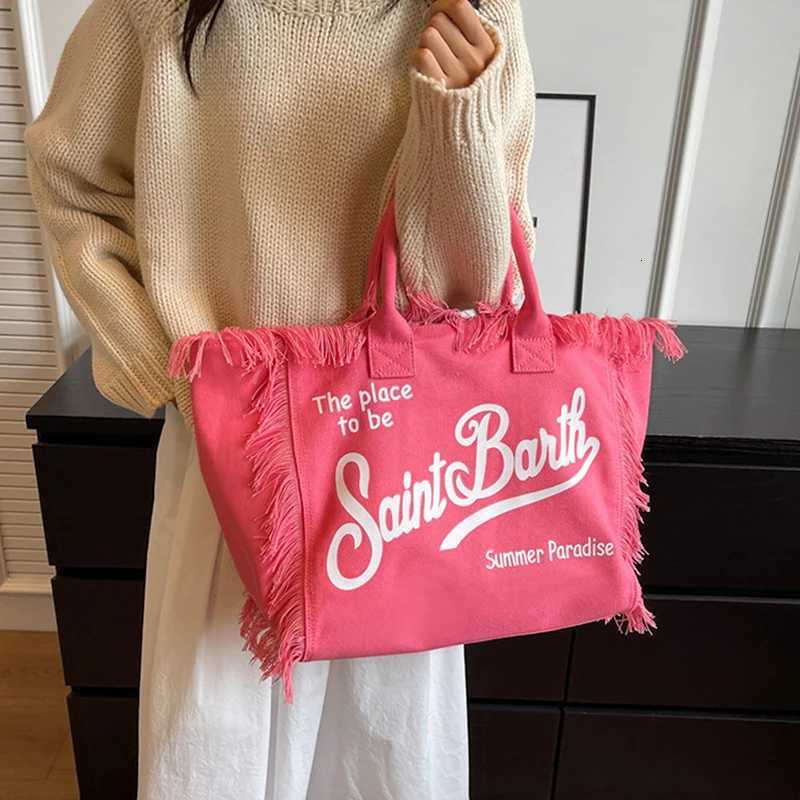 Fashion Denim Printed Tote Bag Large Capacity Shoulder Commuter Bags Handmade Tassel Canvas Summer Beach Womens Bag G250729