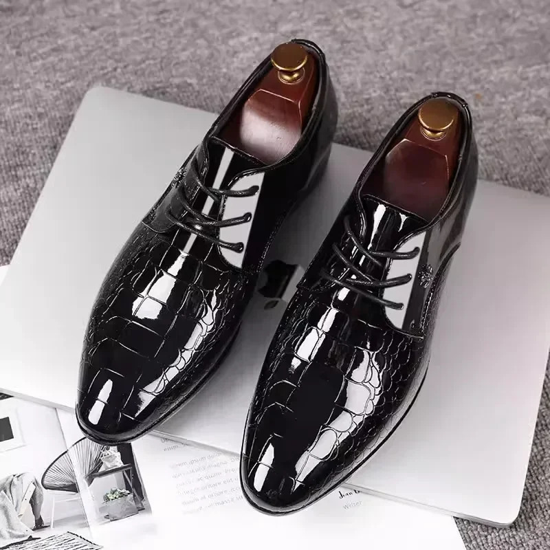 Pointed Toe Dress Plus Size Shoes est Italian Oxford Shoes for Men Classic Derbies Patent Leather Wedding Shoes 250730