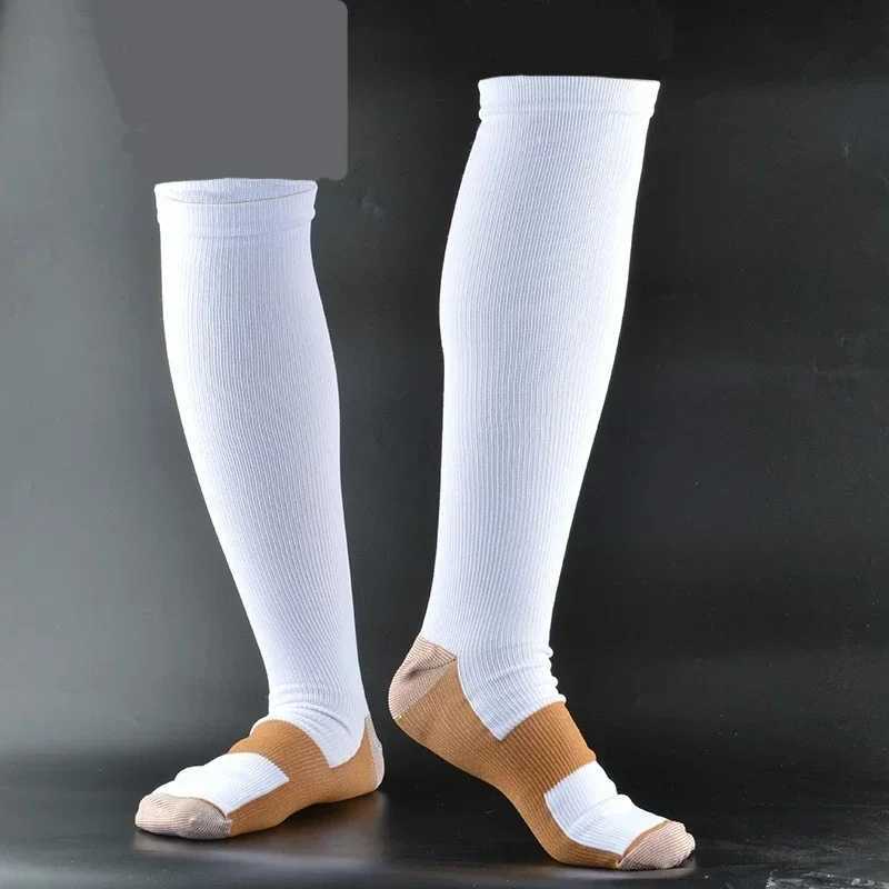 2 Pairs Compression Socks Women Men Varicose Copper Anti Fatigue Pain Relief Graduated Unisex Knee High Stockings 15-20 MmHg Z250731